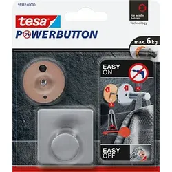 tesa Handtuchhaken Powerbutton Classic eckig silber