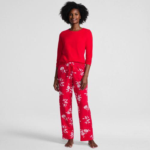Gemustertes Pyjama-Set aus Baumwoll-Jersey, Damen, size: regular, Rot, Elasthan/Baumwoll-Mischung, by Lands' End