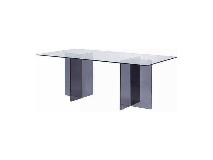 Table à manger 8 personnes en verre trempé - Transparent et anthracite - BYLENA