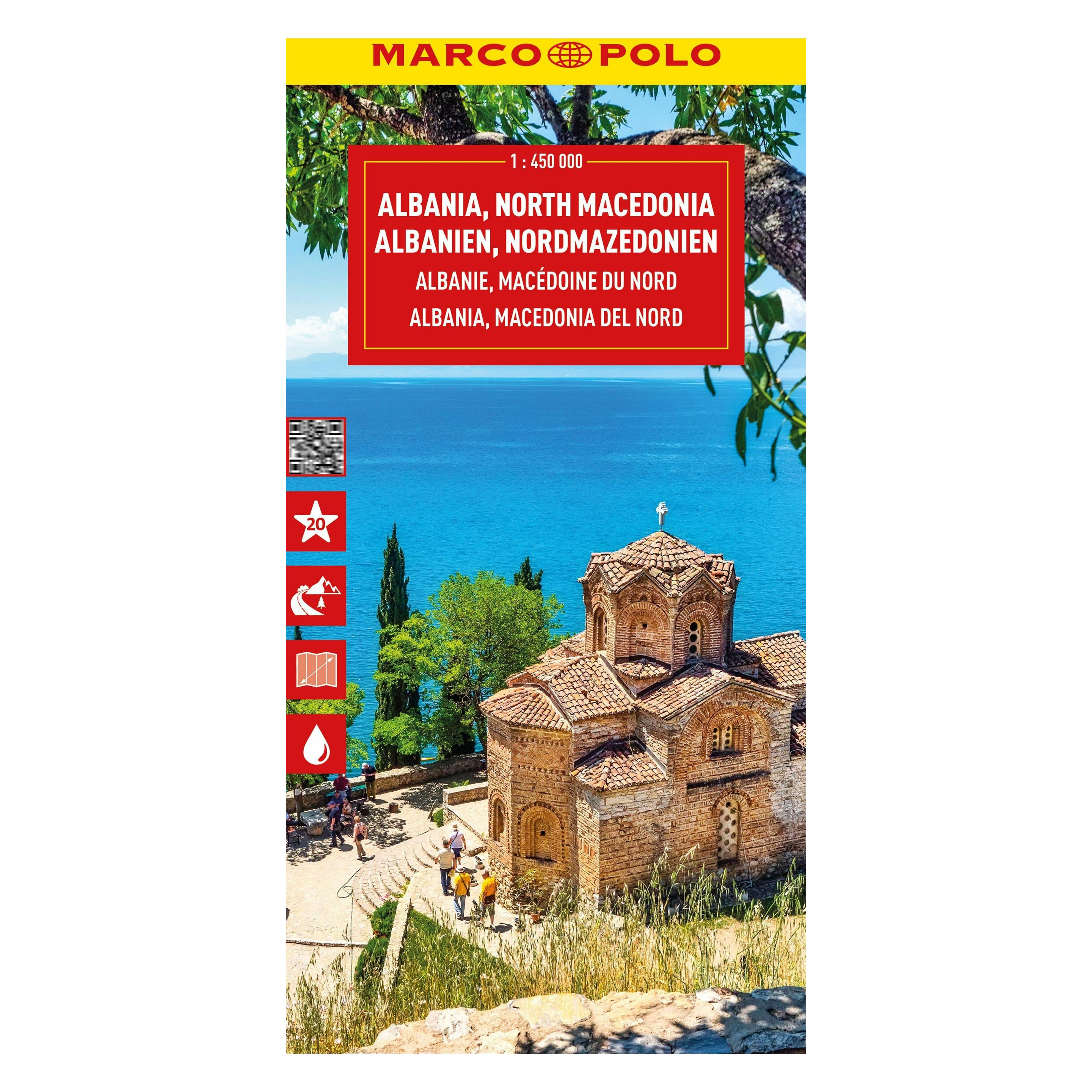 Marco Polo Reisekarte Albanien, Nordmazedonien 1:450.000 (53966363)