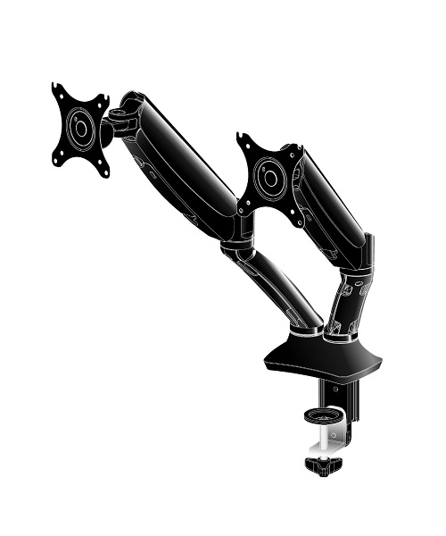 iiyama Verstellbarer Arm für 2 Monitore Schwarz Bildschirmgröße: 25.4-68,6 cm 10"-27" Tischmontage optional (DS3002C-B1)