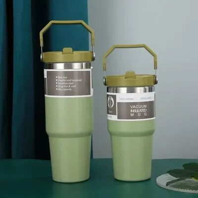 Multicon Wholesale Hub Stainless Steel Thermal Water Bottle, Coffee Mug With Straw, Keeps Cold & Heat, Vacuum Flask Tumbler For Car green