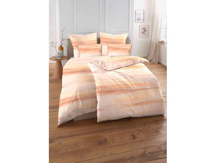 Beidseitig bedruckte Bettwäsche-Garnitur, Gelb, Größe 114 (80/80 cm + 155/200 cm)