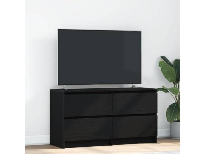 HEFZGDB TV-Schrank Schwarz 100x35x54 cm Holzwerkstoff mit reichlich Stauraum für Multimedia-Geräte, stabile Oberplatte, pflegeleicht und langlebig, praktische Aufbewahrungslösung