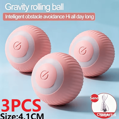 Inspire Curations Interactive Automatic Rolling Cat Ball Toy Smart Self Moving Exercise Ball 3pcs pink Pink Pink