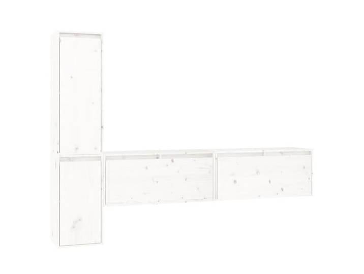 Meuble TV - Armoires suspendues - 4 pcs - Blanc Bois massif de pin - HOME-MARKET