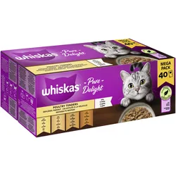 Whiskas PURE DELIGHT Portionsbeutel Multipack Mega Pack Geflügel Ragout in Gelee 40 x 85g