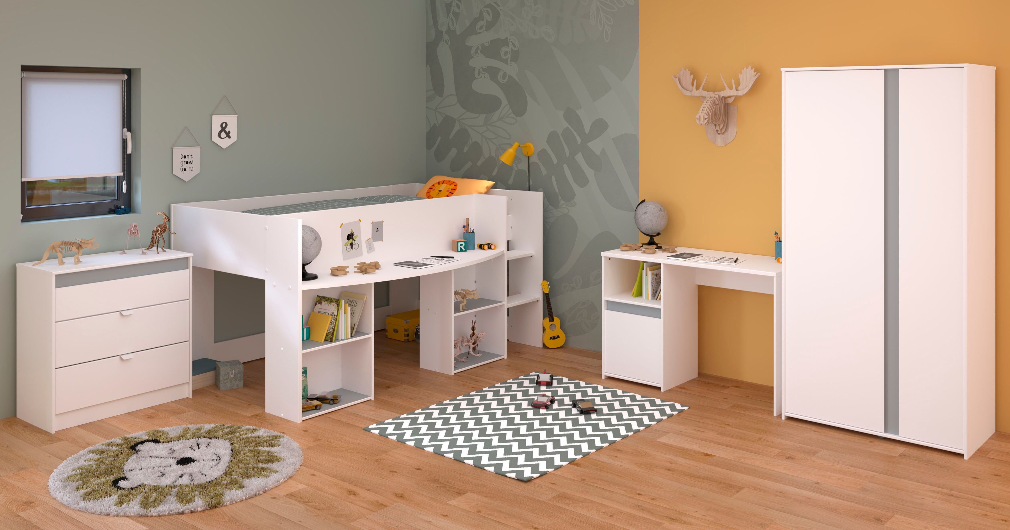 Jugendzimmer-Set PARISOT "Pirouette 11", weiss (weiß), Schlafzimmermöbel-Sets, Jugendzimmer-Set weiß Einheitsgröße
