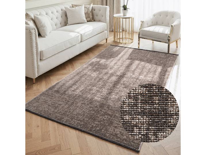 Teppich ELLE DECORATION Prisma , braun (beige), B:200cm H:5mm L:290cm, Baumwolle, Polyester, Teppiche, Teppich, Glanz-Effekt, Karo Design, Kachel-Optik, Wohnzimmer, Schlafzimmer,Flur