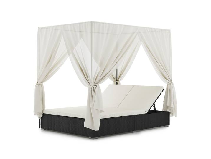 Sonnenbett Rattan schwarz/weiss