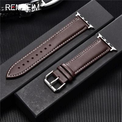 Uplifted Finds Calfskin Genuine Leather Watchband 38mm 40mm 41mm For Apple Watch 42mm Or 44mm Or 45mm brown w s
