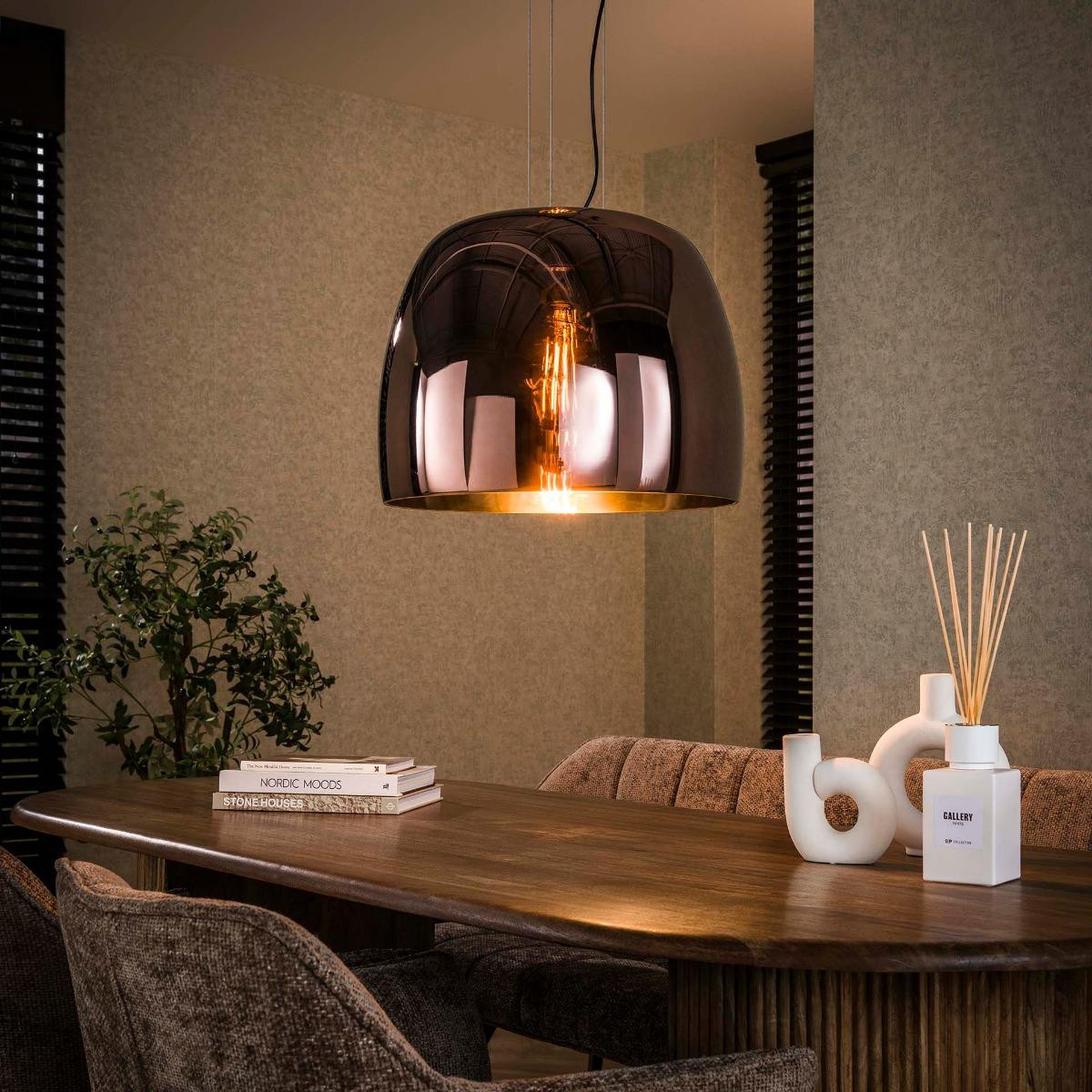 Hanglamp Drift Glass 1-Lichts Koper XL van Giga Meubel