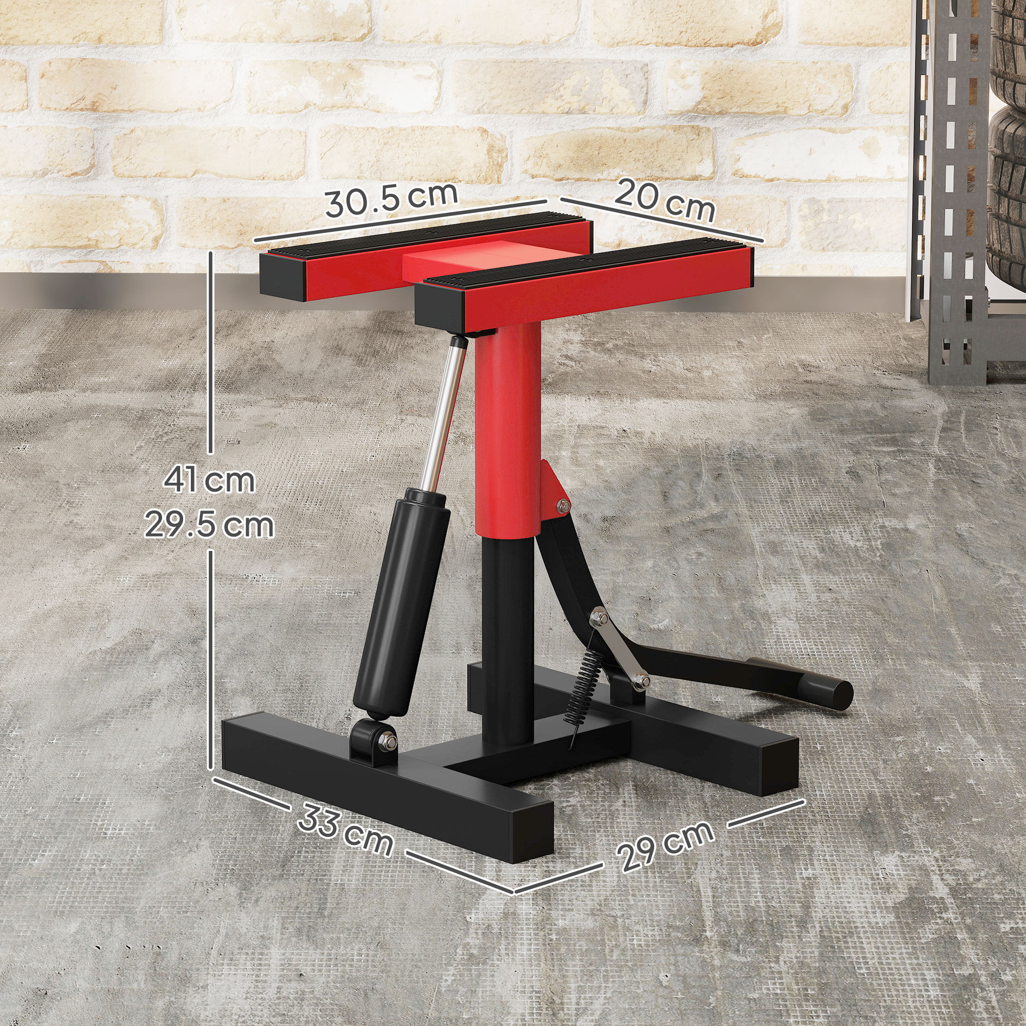 Altro Cavalletto Alzamoto In Acciaio Capacità 150kg, Altezza Regolabile E Piano Antiscivolo, Rosso