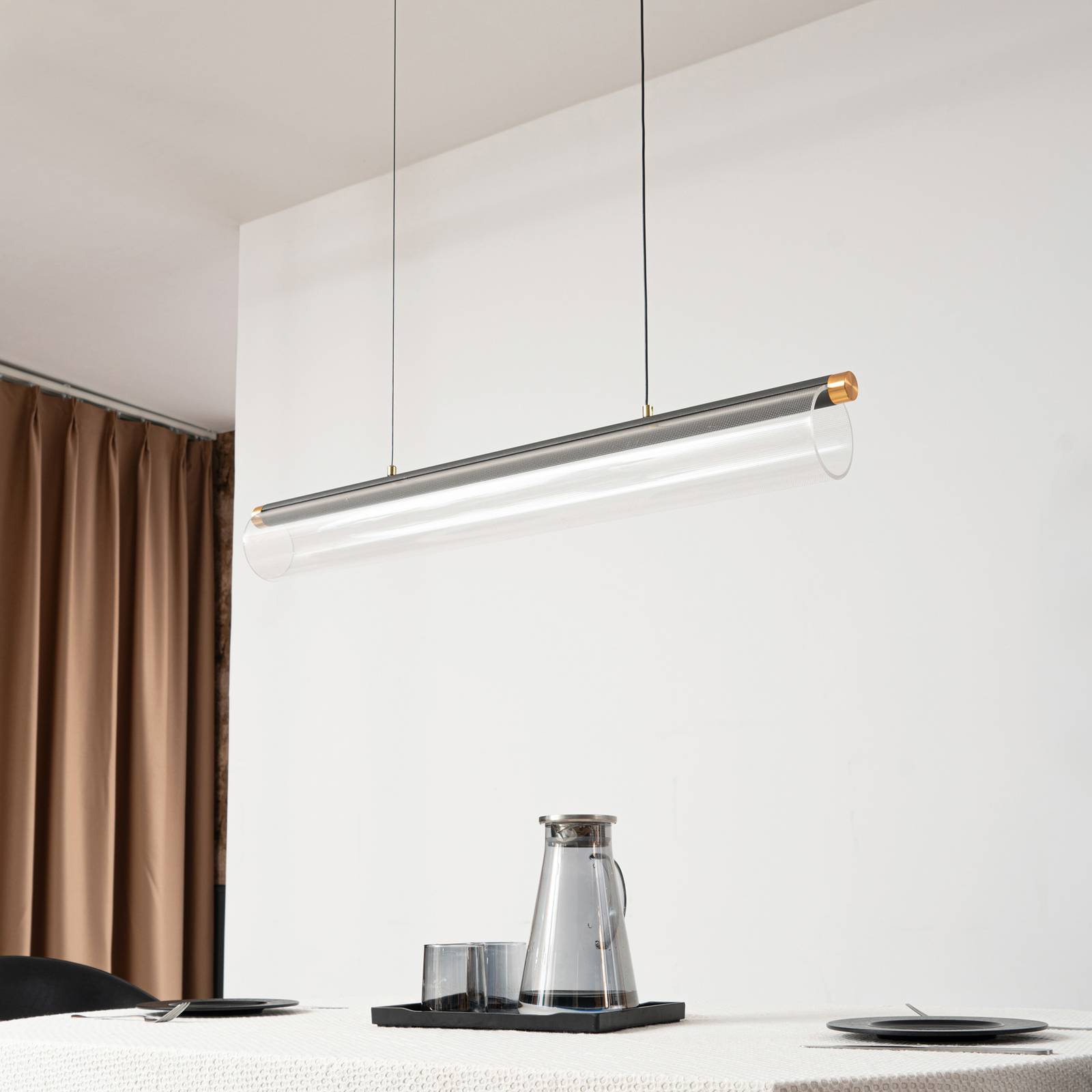 Hängelampe Alania Lucande, dimmbar, klar / transparent, für Wohn- / Esszimmer, Kunststoff, Modern