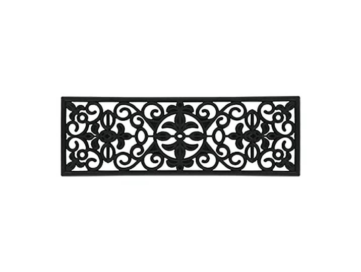 Relaxdays Paillasson de Marche Caoutchouc\, Tapis Porte entrée\, extérieur\, intérieur\, Ornement\, antidérapant\, 75x25\, Noir
