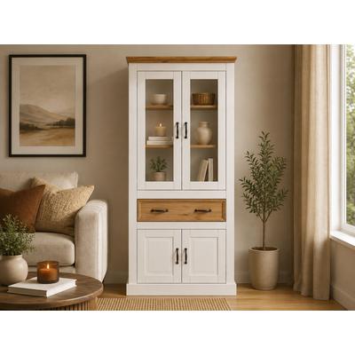 Vitrine OTTO HOME "Selma", weiß (weiß, gebeizt), Schränke, Vitrine, Höhe 180 cm (2-trg.)