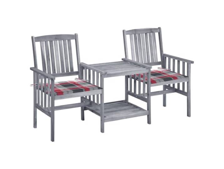 HEFZGDB Massivholz Akazie Gartenstühle mit Teetisch und Kissen Set 4 Stück für Terrasse Balkon Gartenmöbel Bistro Sitzgruppe