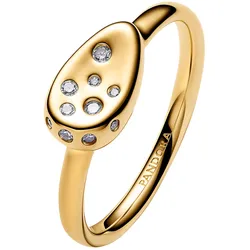 Pandora 164672C01 Damenring Medium Ovaler Siegelring mit Zirkonia Goldfarben, 50/15,9