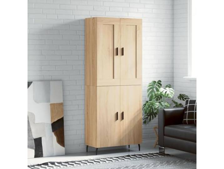 Modernes Highboard mit Wandhalterung und Eisenbeinen - Stilvolles Highboard aus Holzwerkstoff mit Aufbewahrungsfächern und viel Stauraum - Elegantes fürs Wohnzimmer