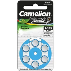 Hörgerät-Batterie Camelion 675, A675, Made in Germany, 6 Stück