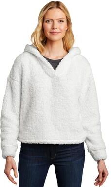 Port Authority L132 Women's Cozy Fleece Hoodie in Marshmallow size Large