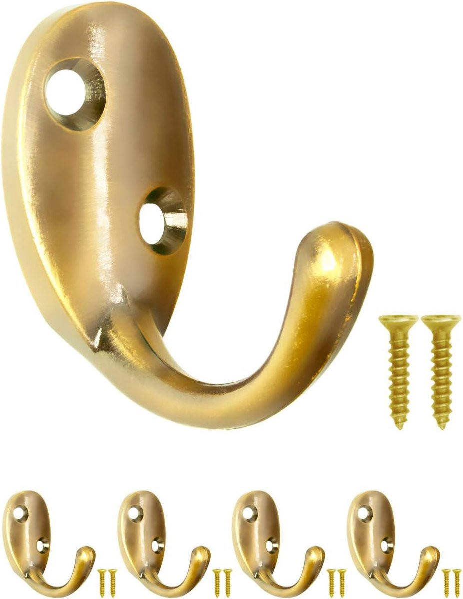 Set van 4 antieke garderobe- en handdoekhaken in goudkleur
