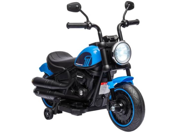 HOMCOM Elektro Kindermotorrad mit Scheinwerfer für Kinder 1,5-3 Jahre Blau
