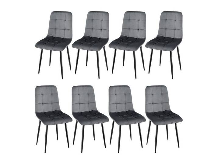 LuxusKollektion Esszimmerstuhl Esszimmerstühle gepolstert Rückenlehne Samtdesign 8 Dunkelgrau