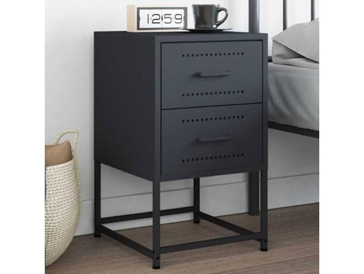 HEFZGDB Industrie-Stil Nachttisch Anthrazit 36x39x60,5 cm Stahl Schubladenschrank mit Wandhalterung, robuster Stahl Beistelltisch mit viel Stauraum für Wohnzimmer oder Büro