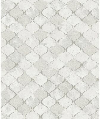 A-Street Prints Pilak Silver Ogee Tile Wallpaper