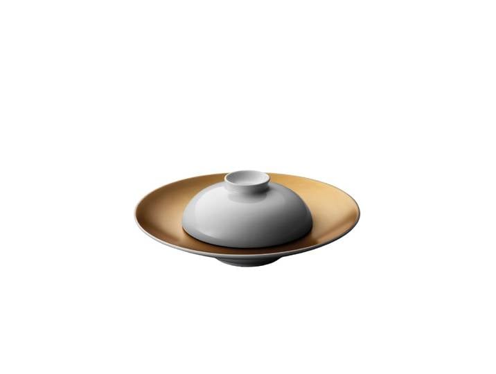 Assiette de présentation profonde et bol blanc en porcelaine