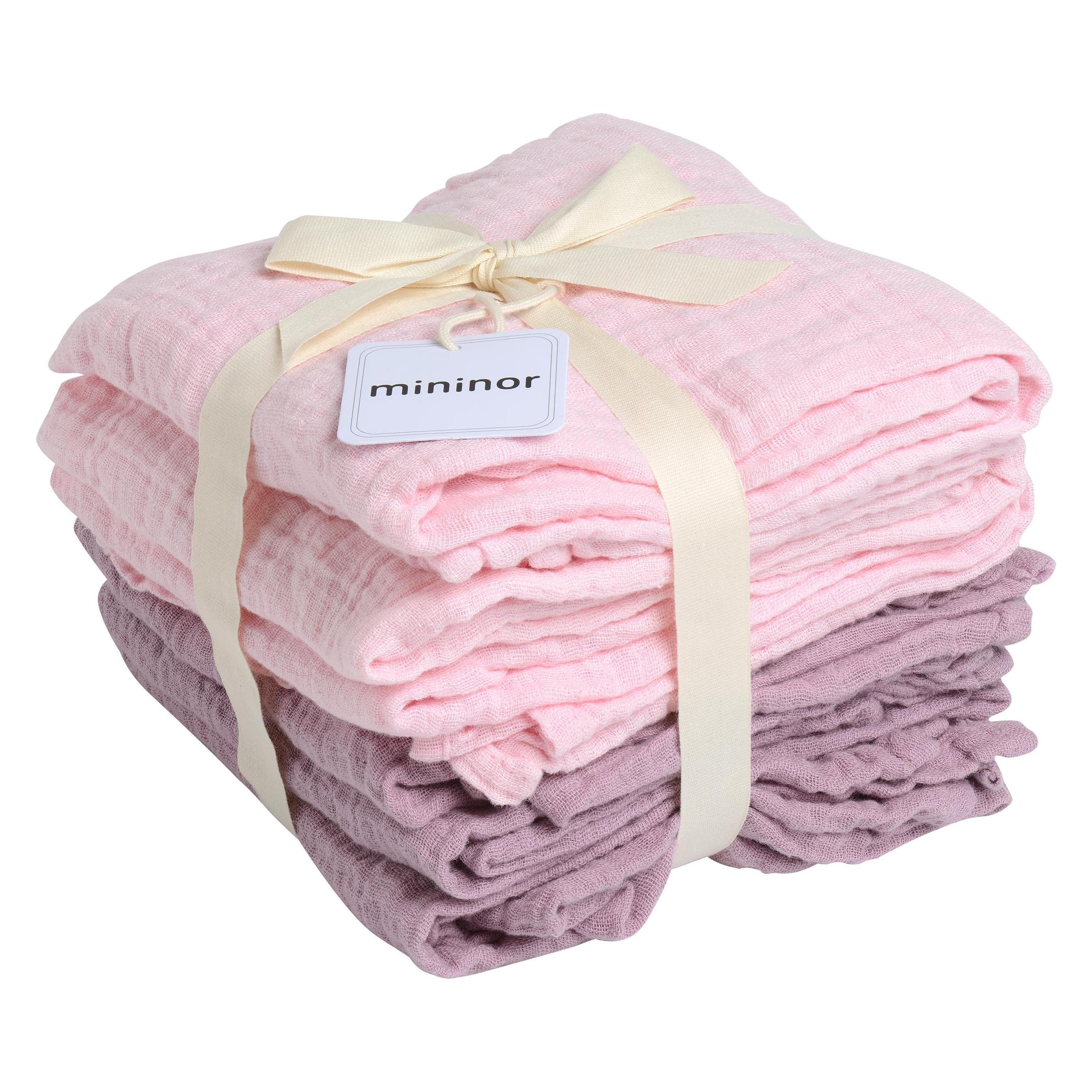 Mininor Global - Organic Muslin Cloth - 6pcs Rose/Heath flower (10264) (70 x 70 cm) (10264)