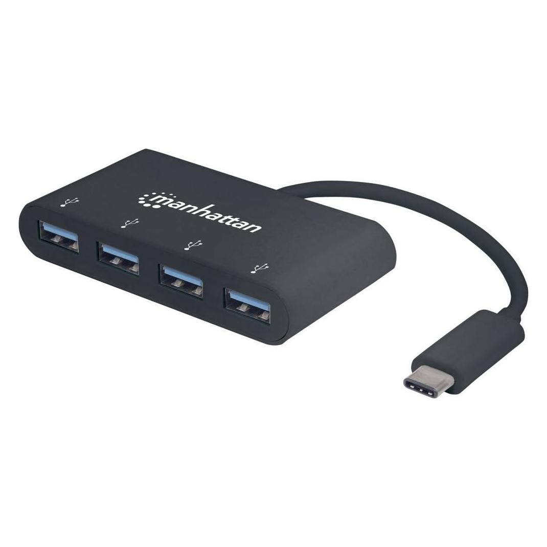 Manhattan 4 Port USB 3.0-Hub mit USB-C Stecker (USB-C, 4 Ports) (162746)