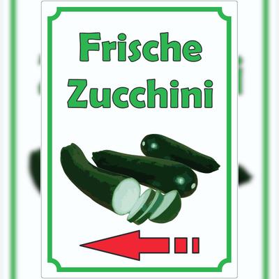HB-Druck Frische Zucchini Aufkleber Hochkant mit Pfeil links A5 (148x210mm)