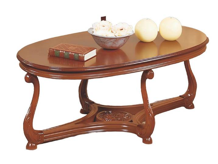 Xlmoebel Couchtisch Ovaler Kaffeetisch aus Holz in brauner Lackierung (Couchtisch), Hergestellt in Europa