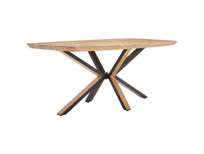 Livetastic Esstisch, Schwarz, Akazie, Holz, Metall, Akazie, vollmassiv, Holz, rechteckig, Sternfuß, 100x76x180 cm, Esszimmer, Tische, Esstische