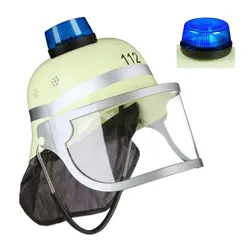Relaxdays Feuerwehrhelm Kinder mit Blaulicht Blau,Gelb,Schwarz