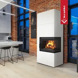 Kamineinsatz Simple Box 8 kW Ø 200 Bianco mit Türfeder