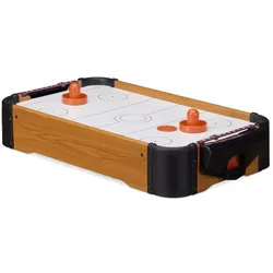 Relaxdays Airhockey Tischspiel Weiß,Hellbraun,Schwarz