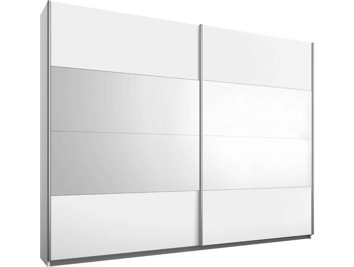 Schwebetürenschrank RAUCH Imposa , weiss (weiß, weiß hochglanz), B:226cm H:210cm T:62cm, Holzwerkstoff, Schränke, Schwebetürenschrank, mit Hochglanzfront