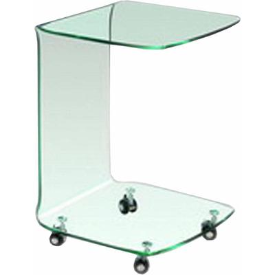 Beistelltisch PAROLI "Peppe", transparent (klarglas), B:45cm H:60cm T:45cm, Tische, Beistelltisch, aus Glass mit Rollen