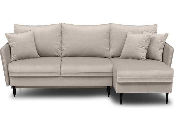 Selsey Eckschlafsofa Volio beige Samt hydrophobe schwarze Beine