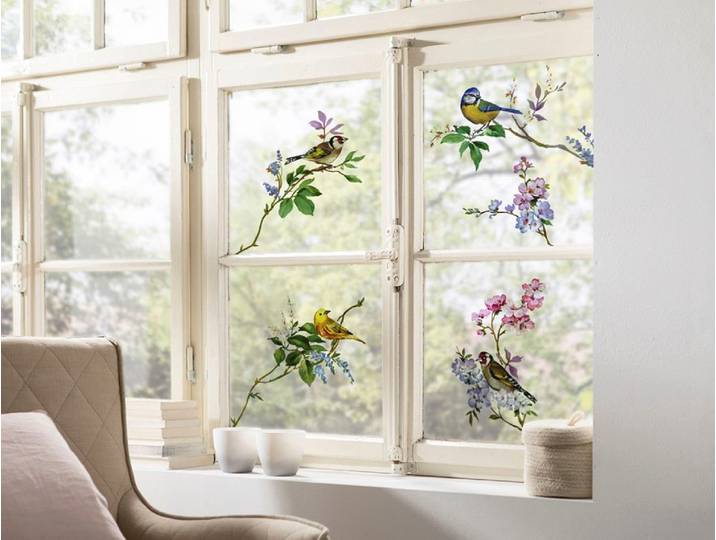 Fensterbild KOMAR Wedding Birds , bunt, B:31cm H:31cm L:31cm, Kunststoff, Fensterbilder, Fensterbild, 31x31 cm (Breite x Höhe), selbsthaftend