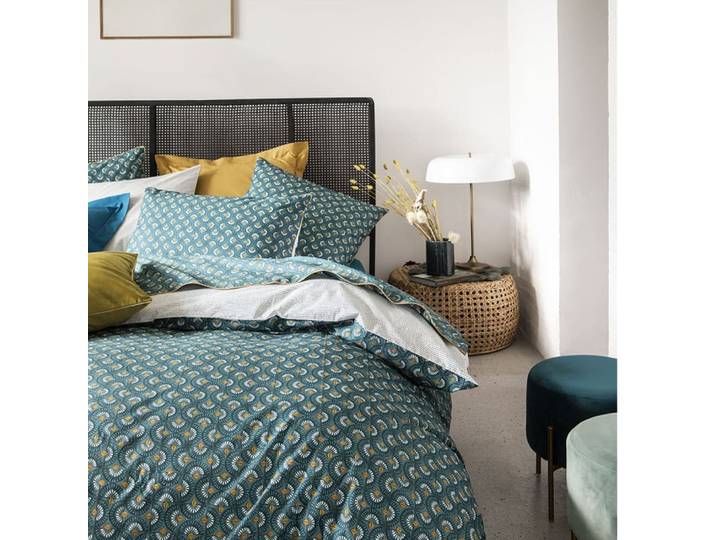 Parure de lit Housse de couette 140x200 + taie rectangle bleu