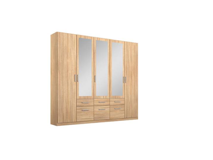 Rauch Möbel Drehtürenschrank Rauch Bingen, Sonoma Eiche, 3 Fächer, 6 Schublade(n) Schubladen, 226x229x54 cm, Blauer Engel, RAL Testat, Goldenes M, BQ - Bündnis für Qualität, Made in Germany, in verschiedenen Größen erhältlich, Schlafzimmer, Kleiderschränke, Drehtürenschränke