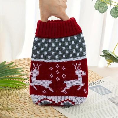Uplifted Goods Cozy Christmas Knitted Pet Sweater Warm Holiday Outfit For Dogs And Cats red l
