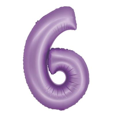 XL Folienballon lavendel Zahl 6