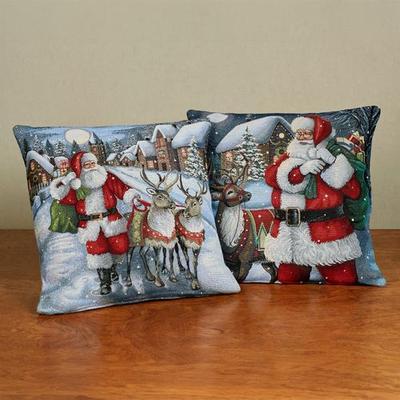Touch of Class Santas Village Decorative Pillow Set of Two Red , Red