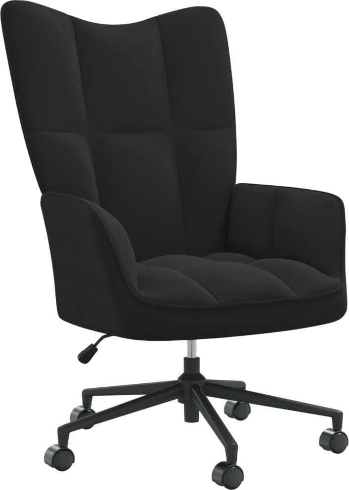 De Living Store modern relaxfauteuil, zwart, fluweel