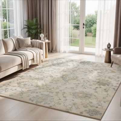 KALATY Chateau Cream Floral Lattice Area Rug